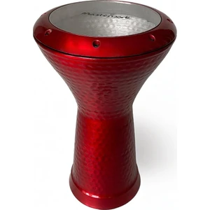 Darbuka Çekiç Dövme Desenli, Alüminyum, Şeffaf (Kırmızı)