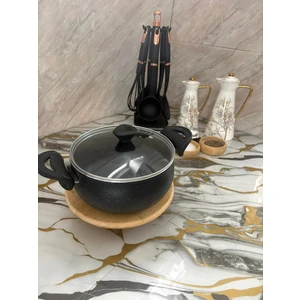 20 cm Derin Tencere Siyah Siyah Kulp