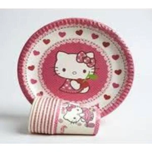 Hello Kitty Temalı Tabak ve Bardak Seti 8 Kişilik Parti Seti