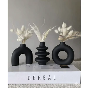 Lenisa 3'lü Set Minimal Vazo Modern Dekoratif Taş Tozu