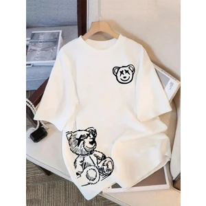 Ayıcık Takım Baskılı Oversize Tişört