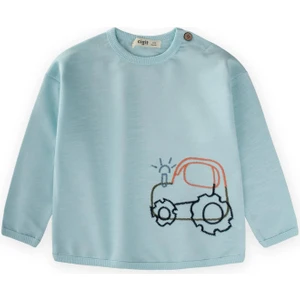 Traktör Nakışlı Sweatshirt 0-4 Yaş Mavi