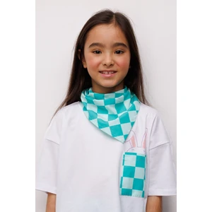 Mint  Dama Desenli Çocuk Üçgen Fular