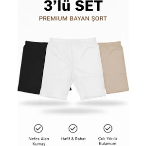 3’lü Set Premium Bayan Şort | Nefes Alan Kumaş, Hafif ve Rahat