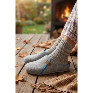 Kışlık Keçe Comfort Taban Kadın Ev Bahçe Terlik