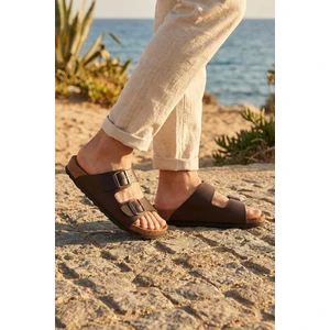 Gezer Paleng Mantar Taban Şiltesi Deri Erkek Terlik