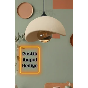 Beton Görünümlü Tekli Sarkıt Avize,Bohem Sarkıt Avize (Rustik Ampul Hediyeli) (Bioplastik)