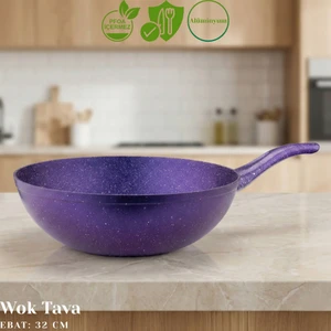 Arzu Çelik 32 Cm Granit Wok Tava - Violet