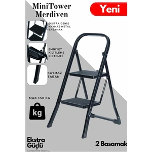 2 Basamak Siyah Merdiven Geniş Basamaklı Minitower, Mt2