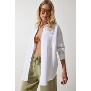 Kadın Oversize Basic Müslin Gömlek