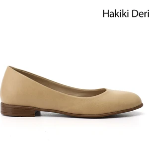 Kadın Antik Bej  Hakiki Deri Babet