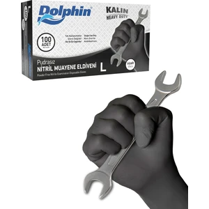 Siyah Nitril Eldiven Pudrasız Kalın L 100 Adet