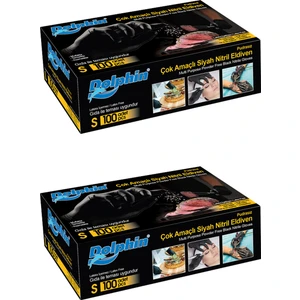 Çok Amaçlı Siyah Nitril Eldiven (S) 100lü Paket 2 Adet (Gıdaya Uygun)