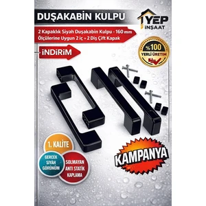 Duşakabin Cam Kapı Kare Kulp 4 Adet Duşakabin Kolu Siyah