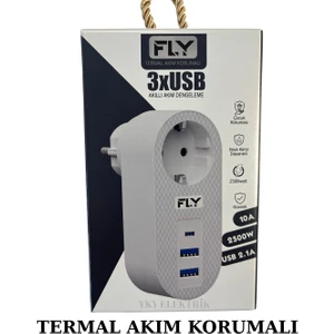 Fly Termal Şok Akım Korumalı 3xusb Piriz