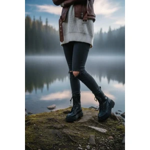 Kadın Olivia Dikişli Postal Kalın Taban Bot