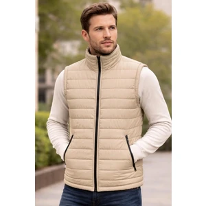 Bej Ray Dikişli Polarlı Yelek