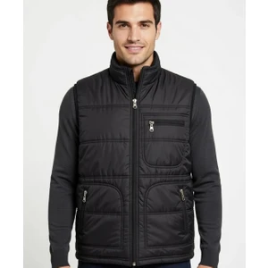 Siyah Çift İğneli Polarlı Yelek