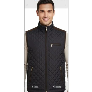 Lacivert Biyeli Kapitone Polarlı Yelek