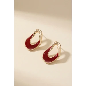 Gold Hole Bordo Mineli Küpe