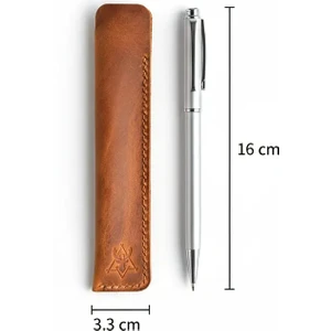 Oh Deer Leather Hakiki Deri Tek Kalem Kılıfı - Camel