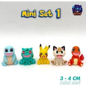 Pokemon Mini Figür Seti 1 (Pikachu, Bulbasaur, Charmander, Squirtle, Meowth)