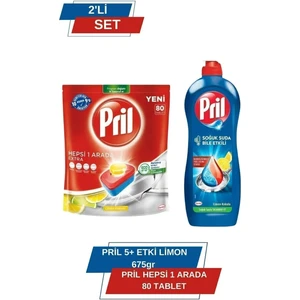Hepsi Bir Arada Extra 80 Tablet + Elde Yıkama 675ml Limon Bulaşık Deterjanı