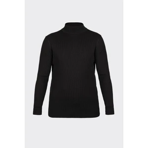 White Stone Siyah Yarım Balıkçı Yaka Fitilli Triko Kazak