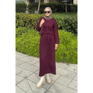 Kristal Etekli Takım Mürdüm