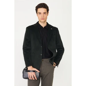 White Stone Koyu Gri Fitilli Kadife Slim Fit Blazer Ceket