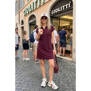 Regular Fit Polo Yaka Mini Elbise Bayan Elbise 5866153