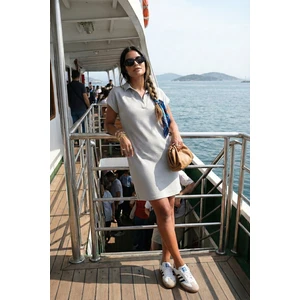 Regular Fit Polo Yaka Mini Elbise Bayan Elbise 5866153