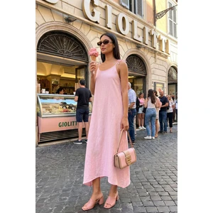 Regular Fit Ip Askılı Uzun Elbise Bayan Elbise 5865732