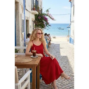 Regular Fit Ip Askılı Uzun Elbise Bayan Elbise 5865732