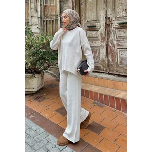 Tabata Fitilli Tesettür Takım Ekru