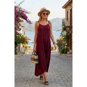 Regular Fit Ip Askılı Uzun Elbise Bayan Elbise 5865732