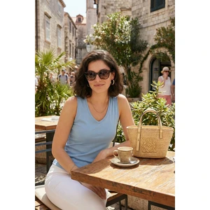 Kalın Askılı V Yaka Bluz Bayan Bluz 5864384