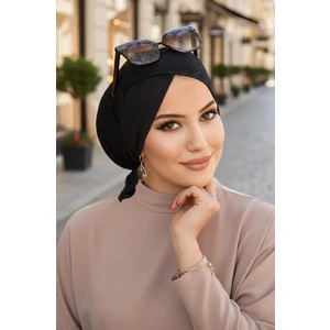 Aişe Tesettür Siyah Çapraz Bone