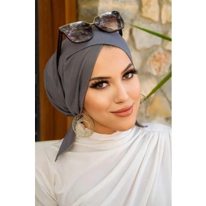 Aişe Tesettür Füme Hazır Çapraz Bone