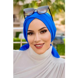 Aişe Tesettür Saks Mavi Çapraz Bone