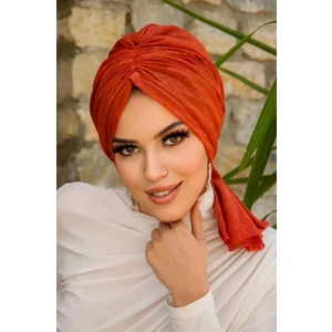 Aişe Tesettür Taba Ponpon Tokalı Bone