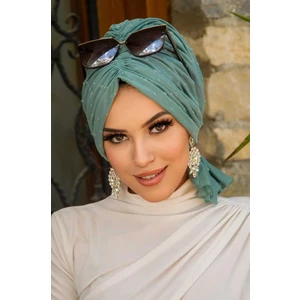 Aişe Tesettür Mint Ponpon Tokalı Bone