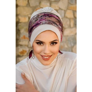 Aişe Tesettür Kemik Mürdüm Batik Desen Bantlı Bone