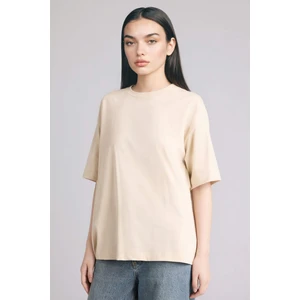 %100 Pamuk Oversize Basic Penye Tişört C0099AX26SM
