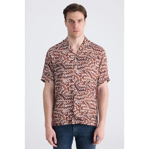 Twn Relaxed Fit Taba Baskılı Rayon Gömlek 0EC02AP14313M