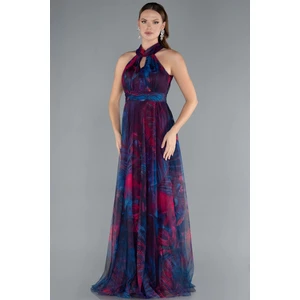 Uzun Çicekli Abiye Elbise ABU674