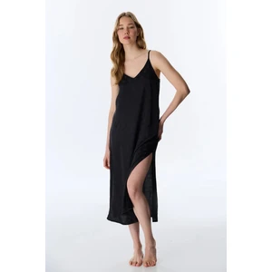 Siyah Lilah Saten Gecelik