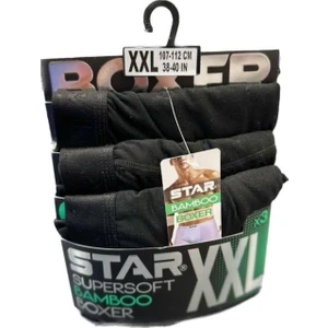 3 Lü Erkek Süpersoft Bambu Boxer Siyah 2xl
