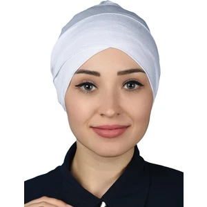 Çapraz Dış Tesettür Bonesi Penye - Beyaz