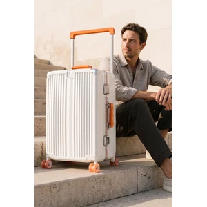 Boxy Pc Policarbon Orta Boy Valiz Beyaz-Turuncu